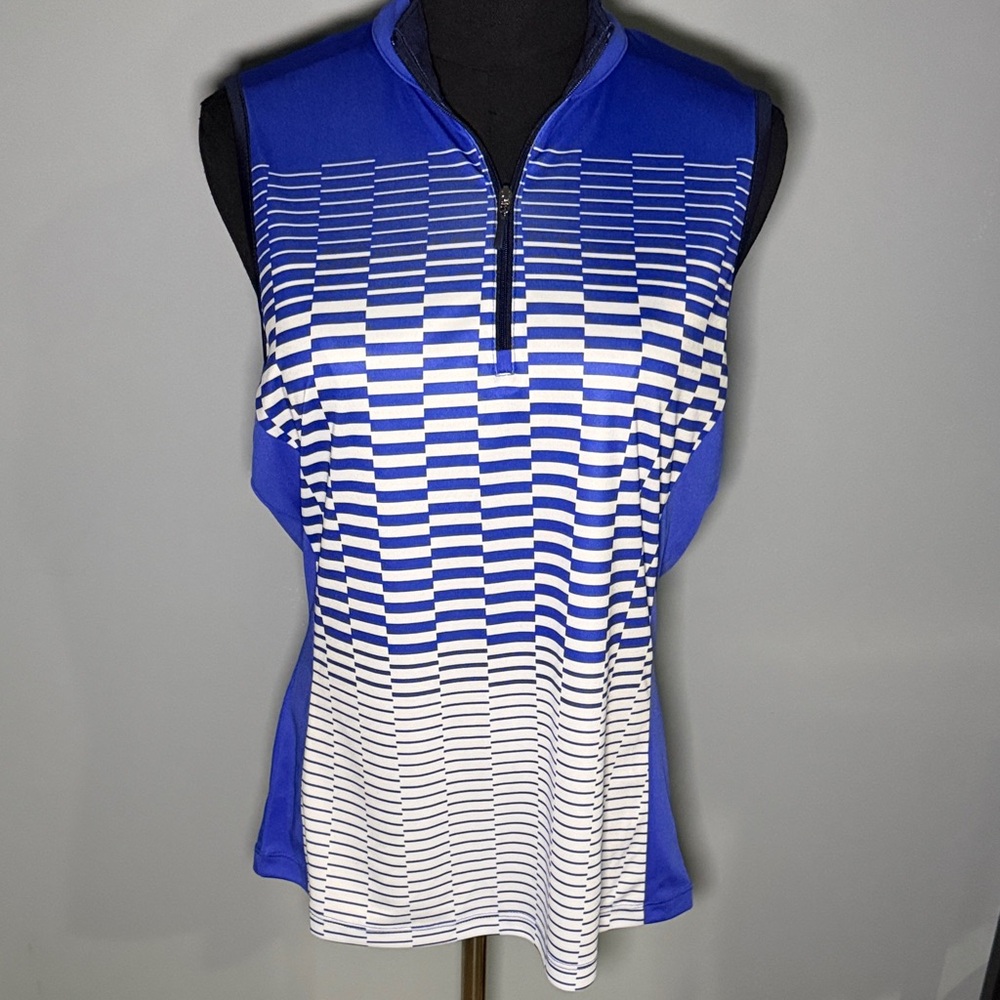 PGATour Royal blue & white checkered sleeves collared golf shirt